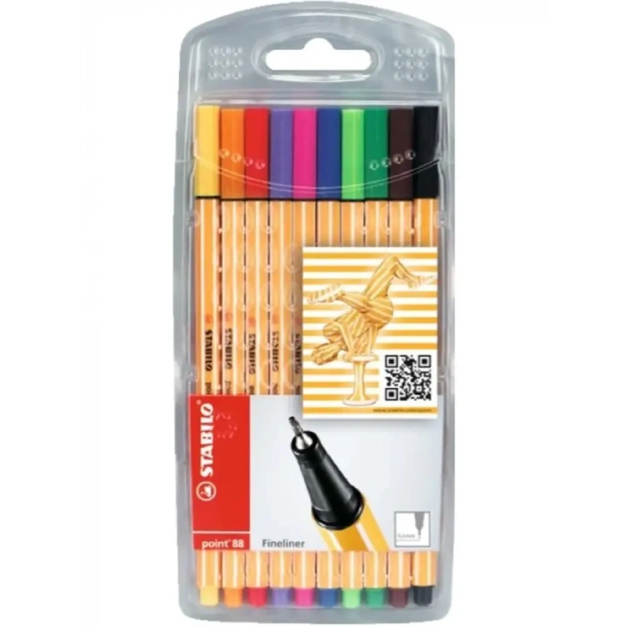 Stabilo Point 88 Keçeli Kalem 10 Lu İnce Uç Askılı Paket