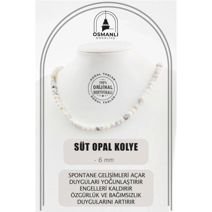 Süt Opal 6 mm Dizi Doğal Taş Kolye