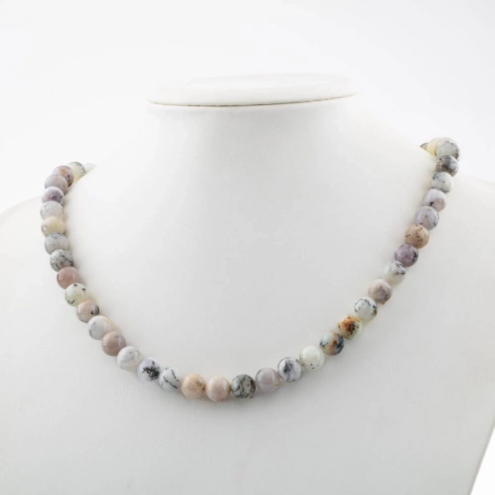 Süt Opal 8 mm Dizi Doğal Taş Kolye