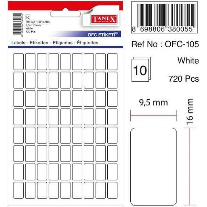 Tanex Ofc OFC 105 Etiketi Beyaz