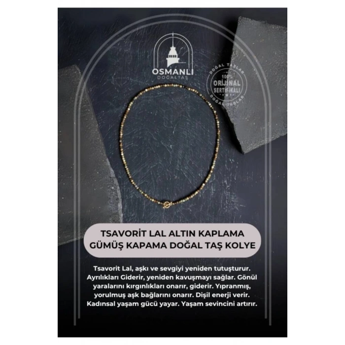 Tsavorit Lal Altın Kaplama Gümüş Kapama Doğal Taş Kolye