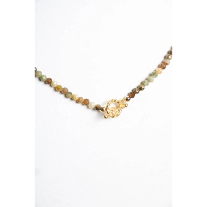 Tsavorit Lal Altın Kaplama Gümüş Kapama Doğal Taş Kolye