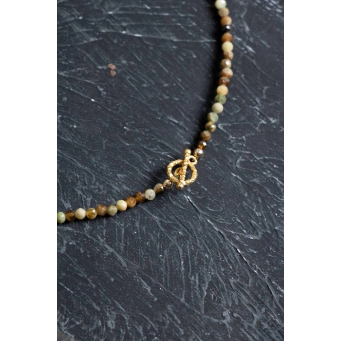 Tsavorit Lal Altın Kaplama Gümüş Kapama Doğal Taş Kolye