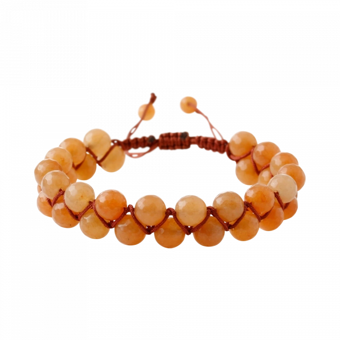 Turuncu Aventurin 8mm Çift Sıra Makrome Doğal Taş Bileklik