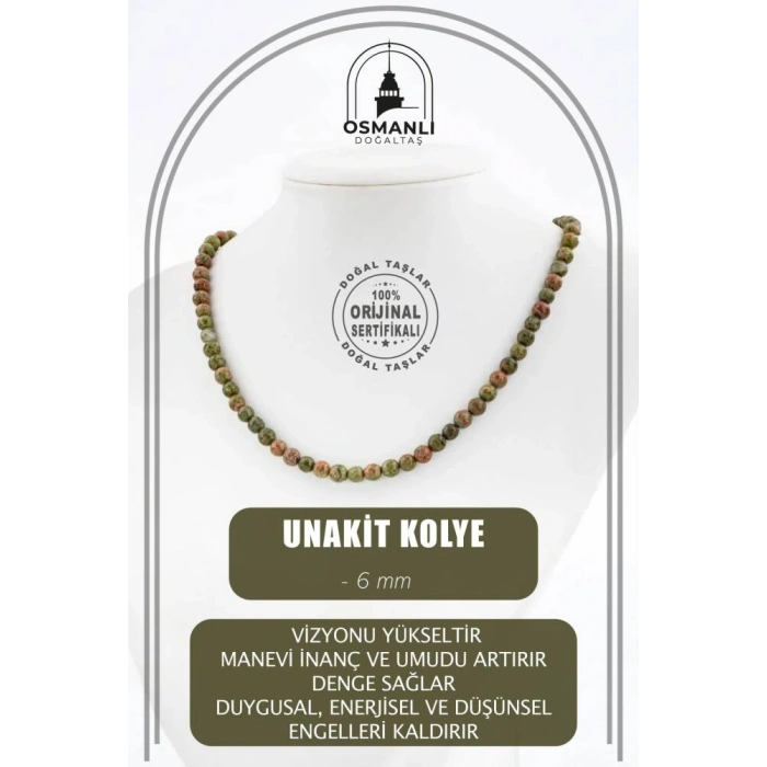 Unakit 6 mm Dizi Doğal Taş Kolye