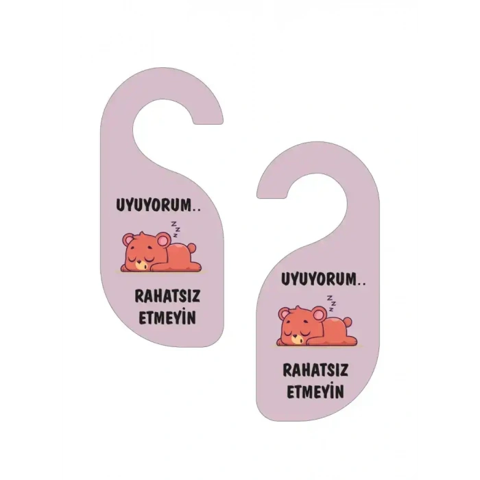 Uyuyorum Rahatsız Etmeyin Ayıcık Kapı Askısı Kapı Uyarı Levhası
