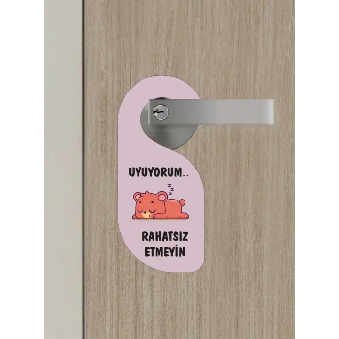Uyuyorum Rahatsız Etmeyin Ayıcık Kapı Askısı Kapı Uyarı Levhası