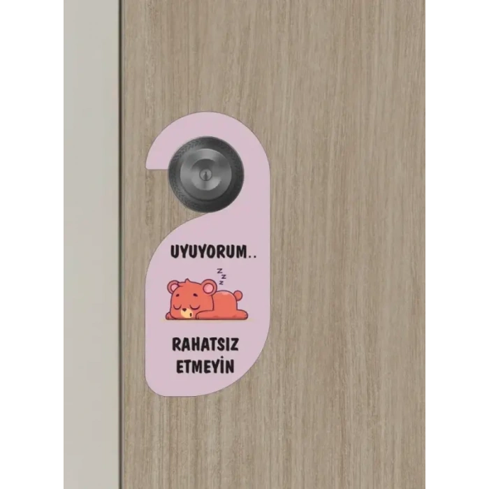 Uyuyorum Rahatsız Etmeyin Ayıcık Kapı Askısı Kapı Uyarı Levhası