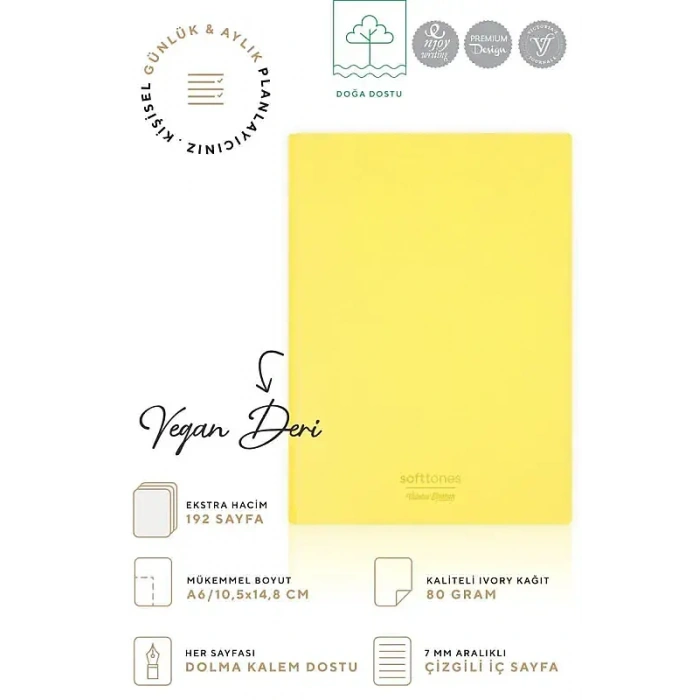 Victorias Journals Softtones Sarı Not Defteri A6