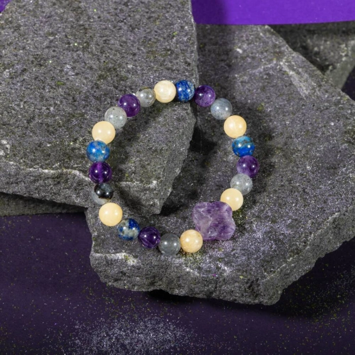 Yay Burcu Bileklik Ametist, Kalsit, Labradorit, Lapis Lazuli