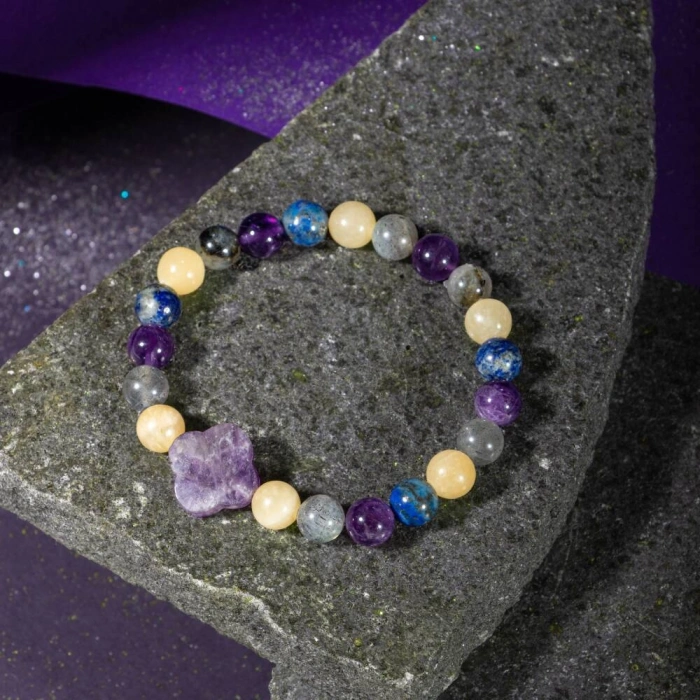 Yay Burcu Bileklik Ametist, Kalsit, Labradorit, Lapis Lazuli