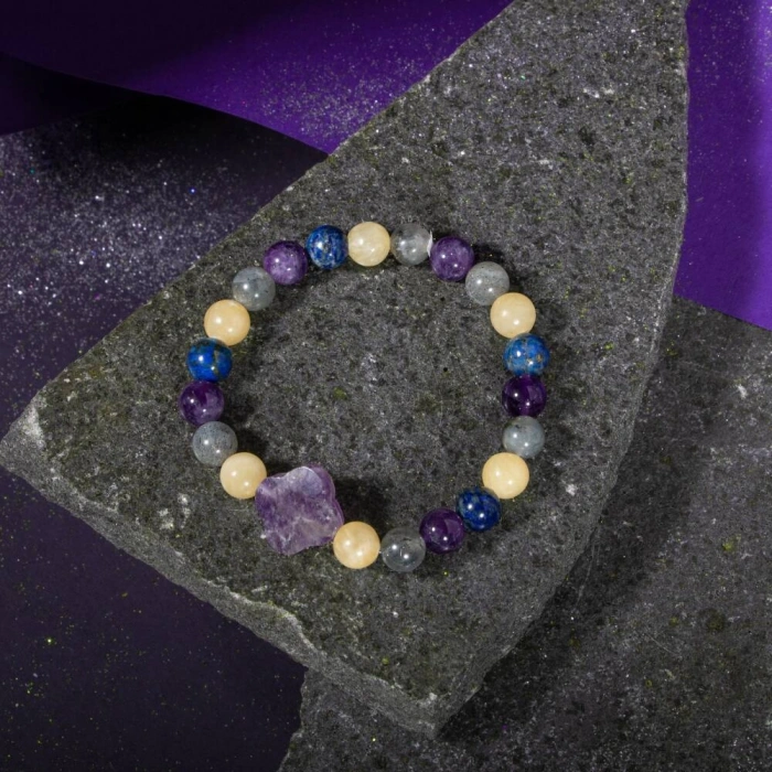 Yay Burcu Bileklik Ametist, Kalsit, Labradorit, Lapis Lazuli