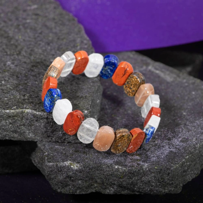 Yay Burcu Bileklik Ay Taşı, Bronzit, Güneş Taşı, Jasper, Lapis Lazuli, Selenit