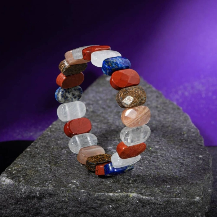 Yay Burcu Bileklik Ay Taşı, Bronzit, Güneş Taşı, Jasper, Lapis Lazuli, Selenit