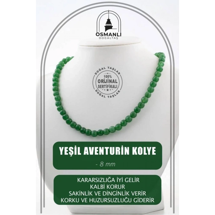 Yeşil Aventurin 8 mm Dizi Doğal Taş Kolye