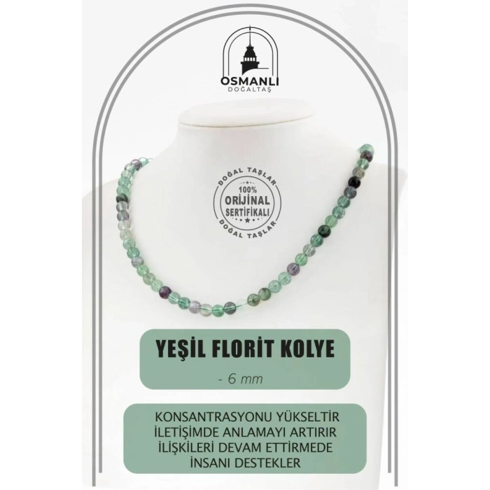 Yeşil Florit 6 mm Dizi Doğal Taş Kolye