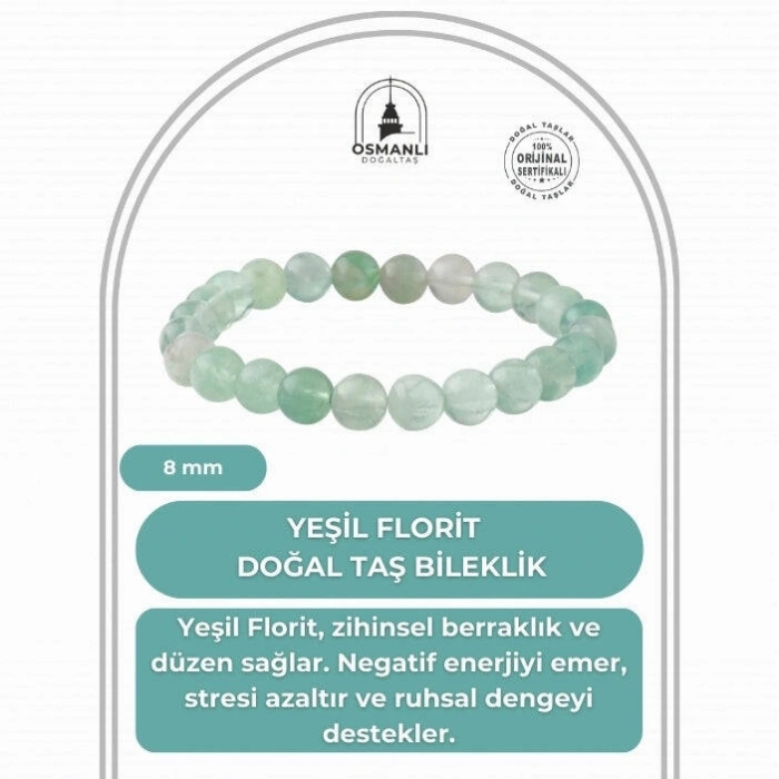 Yeşil Florit 8mm Doğal Taş Bileklik