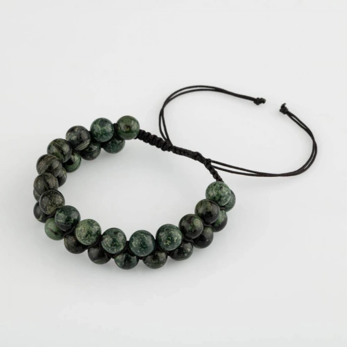 Yeşil Kanbaba Jasper 8mm Çift Sıra Makrome Doğal Taş Bileklik