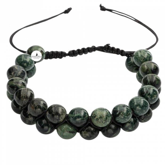 Yeşil Kanbaba Jasper 8mm Çift Sıra Makrome Doğal Taş Bileklik