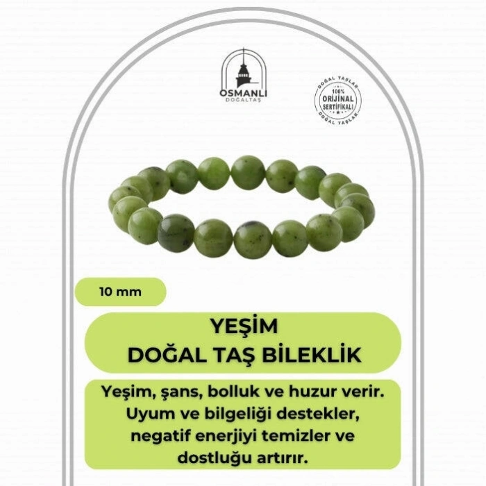 Yeşim 10mm Doğal Taş Bileklik