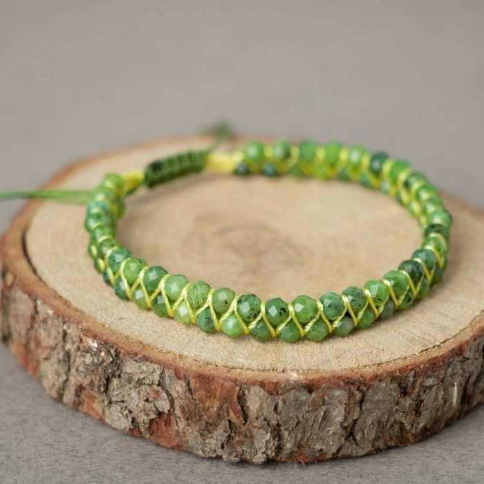 Yeşim 3-4mm Çift Sıra Doğal Taş Bileklik