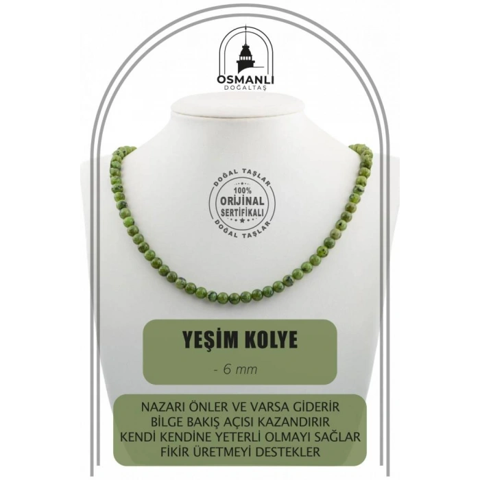 Yeşim 6 mm Dizi Doğal Taş Kolye