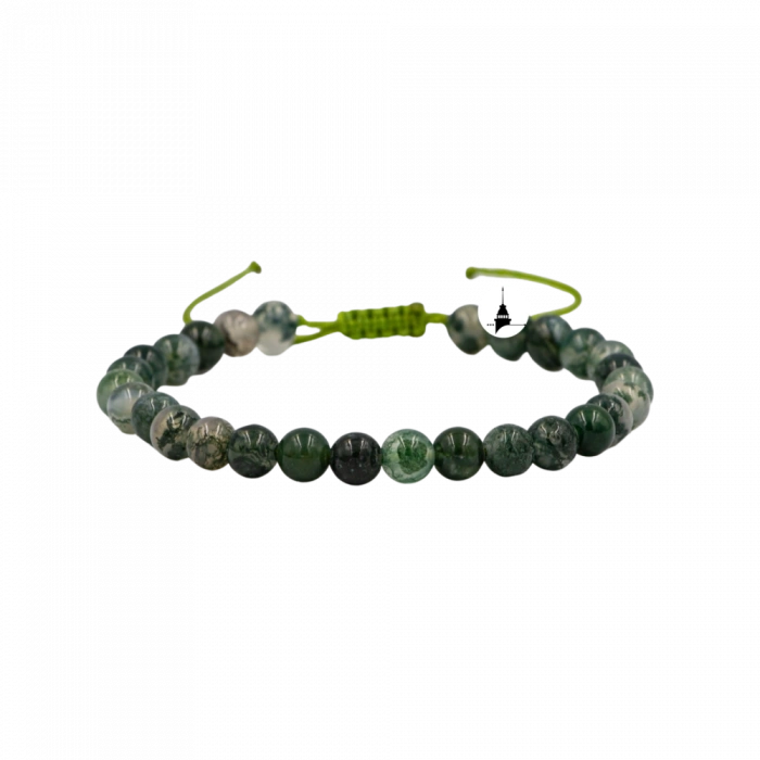 Yosunlu Akik 6mm Merdiven Kapama Doğal Taş Bileklik