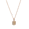 Altın Rutilli Kuvars Doğal Taş Rose Gümüş Oval Kolye