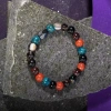 Başak Burcu Bileklik Bordo Granat Lal, Dumanlı Kuvars, Golden Obsidyen, Jasper, Mavi Apatit, Siyah Göz Akik