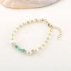 İnci-Amazonit Doğal Taş Altın Kaplama Kapama Bileklik
