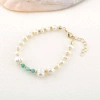 İnci-Amazonit Doğal Taş Altın Kaplama Kapama Bileklik