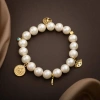 İnci Doğal Taş Gümüş Charm Bileklik