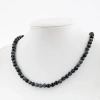 Karlı Obsidyen 6 mm Dizi Doğal Taş Kolye