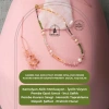 Karnelyan Akik-İyolit-Pembe Opal-İnci-Pembe Kuvars-Hematit-Diopsit-Prehnit Doğal Taş Kolye