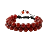 Kırmızı Akik 8mm Çift Sıra Makrome Doğal Taş Bileklik