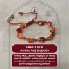 Kırmızı Akik Natürel Kesim Doğal Taş Makrome Bileklik