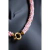 Sertifikalı El İşçiliği Örme Pembe Opal Gümüş Kapama Kolye (SK:107)