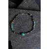 Sertifikalı Hematit-Afrika Furize (Turkuaz) Doğal Taş Bileklik Gümüş Aparatlı SK: 036