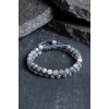 Sertifikalı Labradorit Çift Sıra Doğal Taş Makrome Bileklik (SK:208)