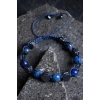 Sertifikalı Lapis Lazuli, Hematit Doğal Taş Makrome Bileklik (SK:360)