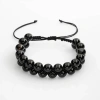 Siyah Göz Akik 8mm Çift Sıra Makrome Doğal Taş Bileklik