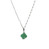 Yeşil Aventurin Doğal Taş Gümüş Zincir Yonca Kolye