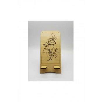 Ahşap Telefon Standı Gül Desenli