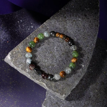 Akrep Burcu Bileklik Bordo Granat Lal, Golden Obsidyen, Kaplan Gözü, Labradorit, Yeşim