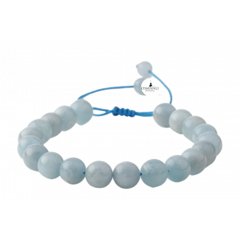 Akuamarin 8mm Merdiven Kapama Doğal Taş Bileklik