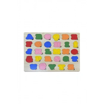 Alfabe Eğitici Ahşap Yapboz Renkli