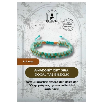 Amazonit 3-4mm Çift Sıra Doğal Taş Bileklik