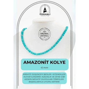 Amazonit 6 mm Dizi Doğal Taş Kolye