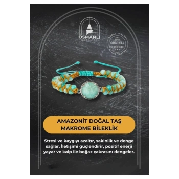 Amazonit Doğal Taş Makrome Bileklik