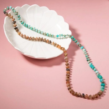 Amazonit-Güneş Taşı-Hematit Doğal Taş Kolye